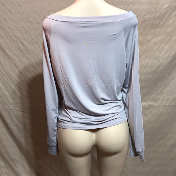Gray Off Shoulder Long Sleeve Oversized Tie Knot - Picture 7 of 7